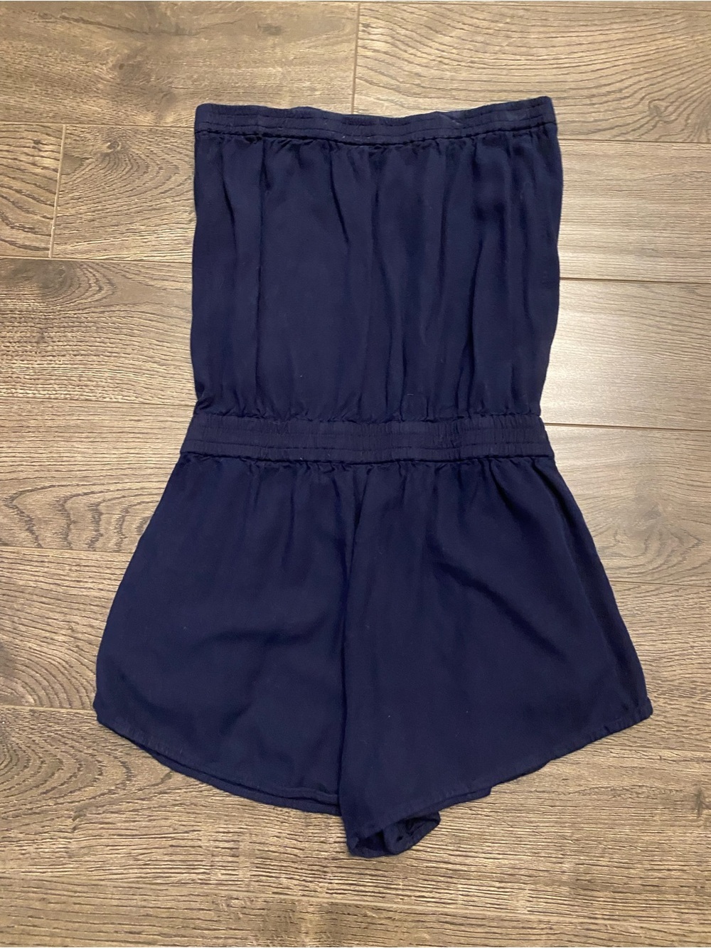 Aritzia Sunday Best Women’s Strapless Navy Shorts Romper With Pockets Size XS